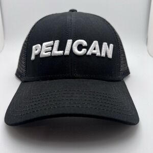 PELICAN CASE Logo Trucker Baseball Hat Cap Black ‎ SnapBack NEW
